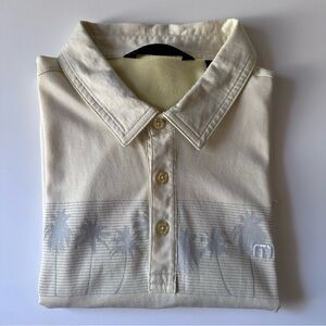 Travis Mathew Men's Palm Tree Design Performance Short Sleeve Golf Polo Large